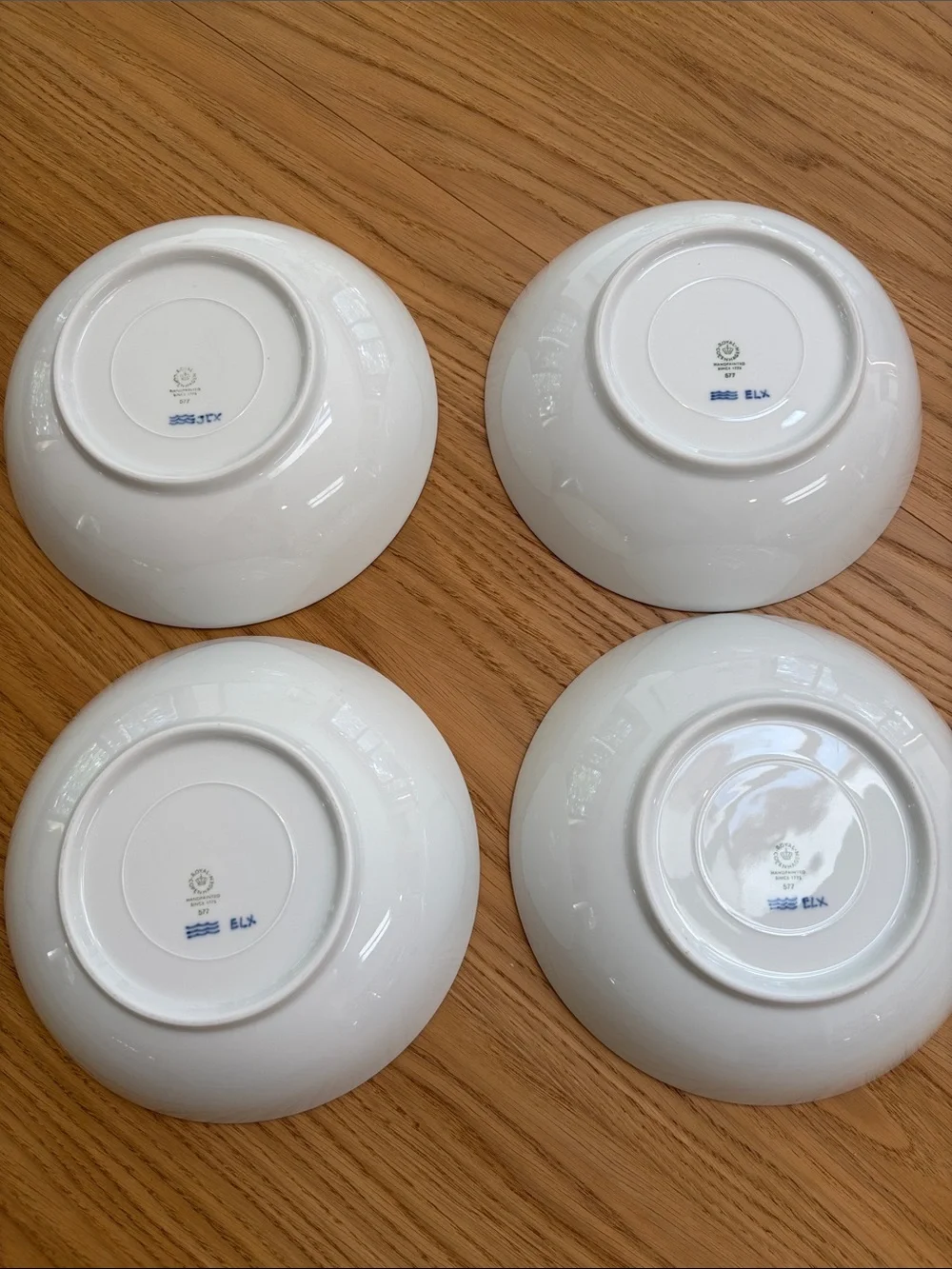 Set of 4 Royal Copenhagen Blueline Porcelain Bowls